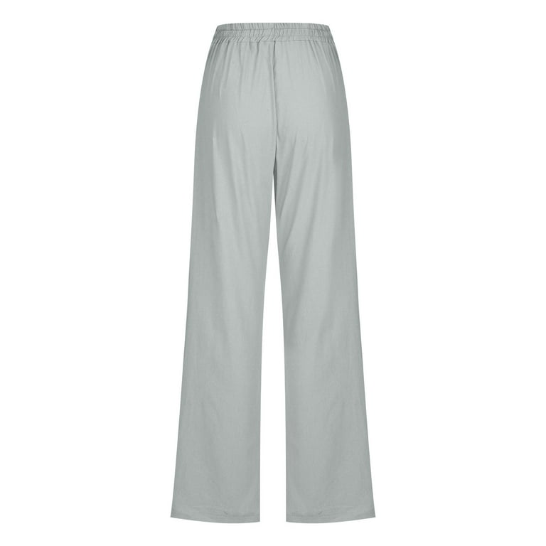 Hvyesh Plus Size Cotton Linen Pants Women Summer Elastic Waist Loose Fit  Flowy Drawstring Casual Trousers Yoga Bottom Pants