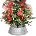 thumbnail image 7 of BIRDROCK HOME 4-Panel Christmas Tree Collar - Metal Holiday Skirt Decor - Water Base Protection from Pets (Silver) Soft Silver, 7 of 7