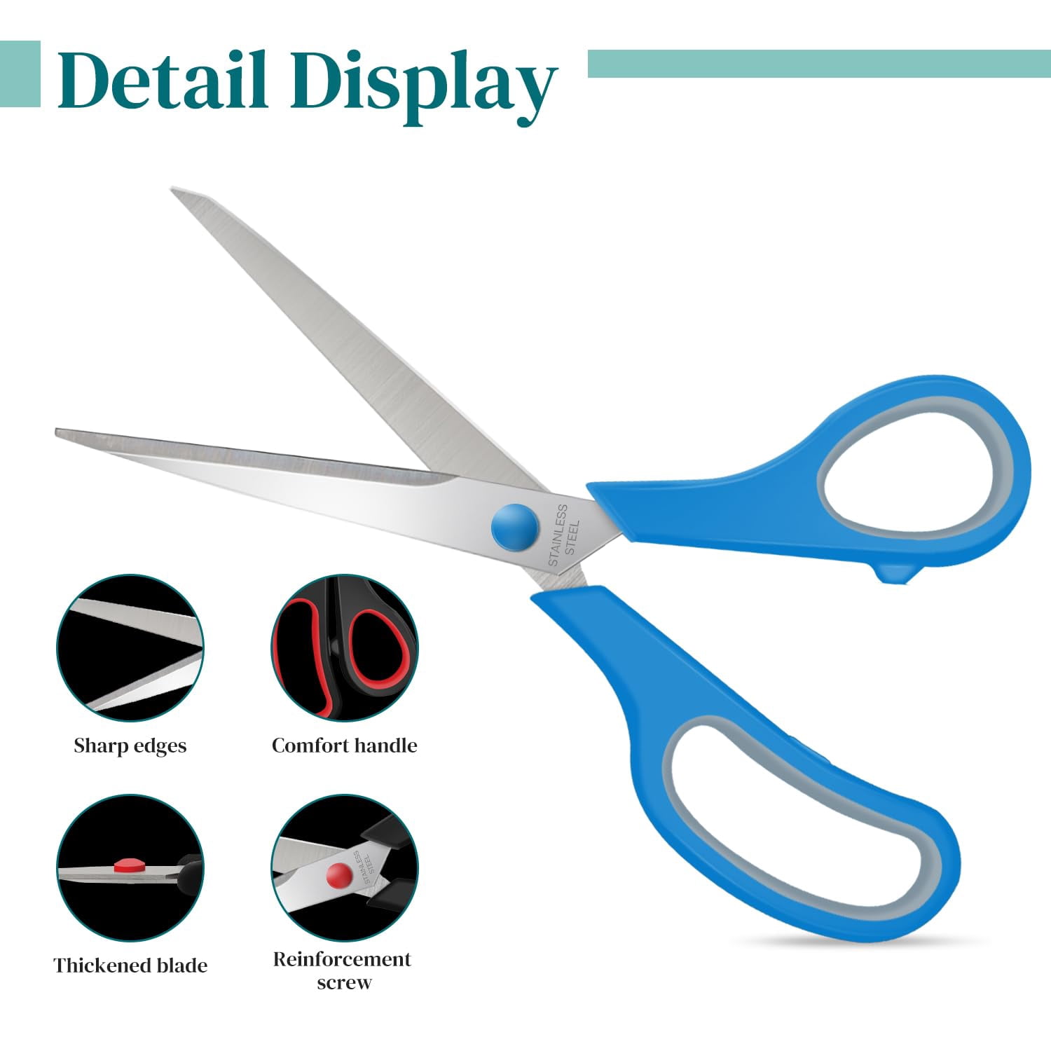 48 Packs 8" Sewing Craft Bulk Multipurpose Heavy Duty Paper Stainless Steel Shears For Home Office Student Teacher Supplies