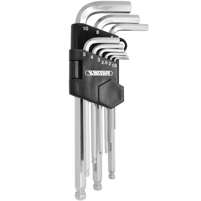 LLAVES HEXAGONALES 9 PIEZAS LARGAS PUNTA DE BOLA MILIMÉTRICAS Knova Llaves hexagonales punta bola milimétricos