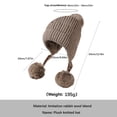 thumbnail image 3 of Grid Pattern Three Wool Thickened Hat For Children Winter Velvet Outdoor Warm Knitted Hat, 3 of 3