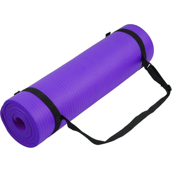Yoga Mat 1/2-Inch Extra Thick High Density Exercise Mat Anti-Tear Exercise Yoga Mat with Carrying Strap Suitable for Various Yoga Exercises