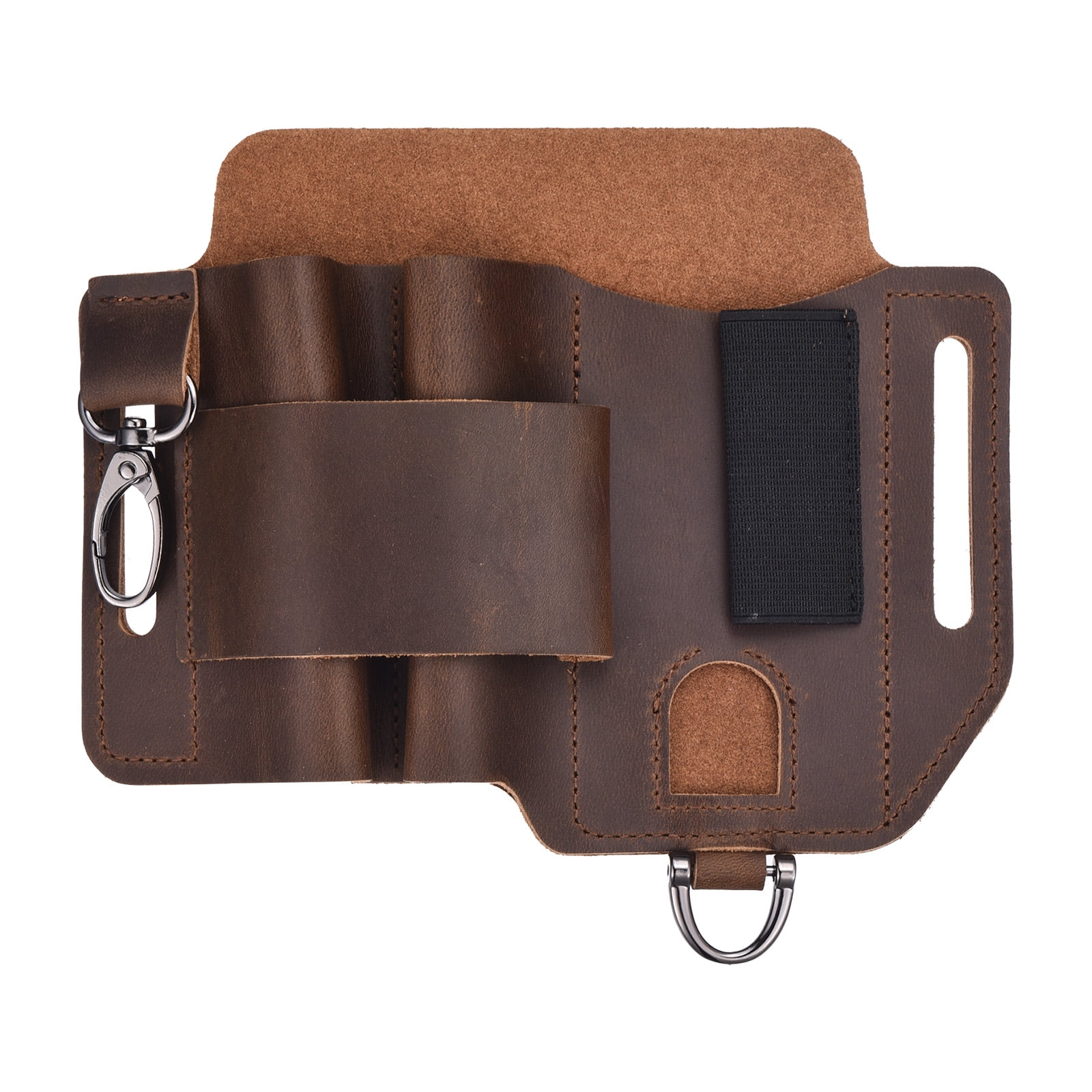 Uxcell Leather Multitool Sheath - [7 x 5.4 Inch] EDC Genuine Leather Belt Organizer Belt Holder with Multitool Pouch for Outdoor Climbing Camping Cycling and Hiking Dark Brown