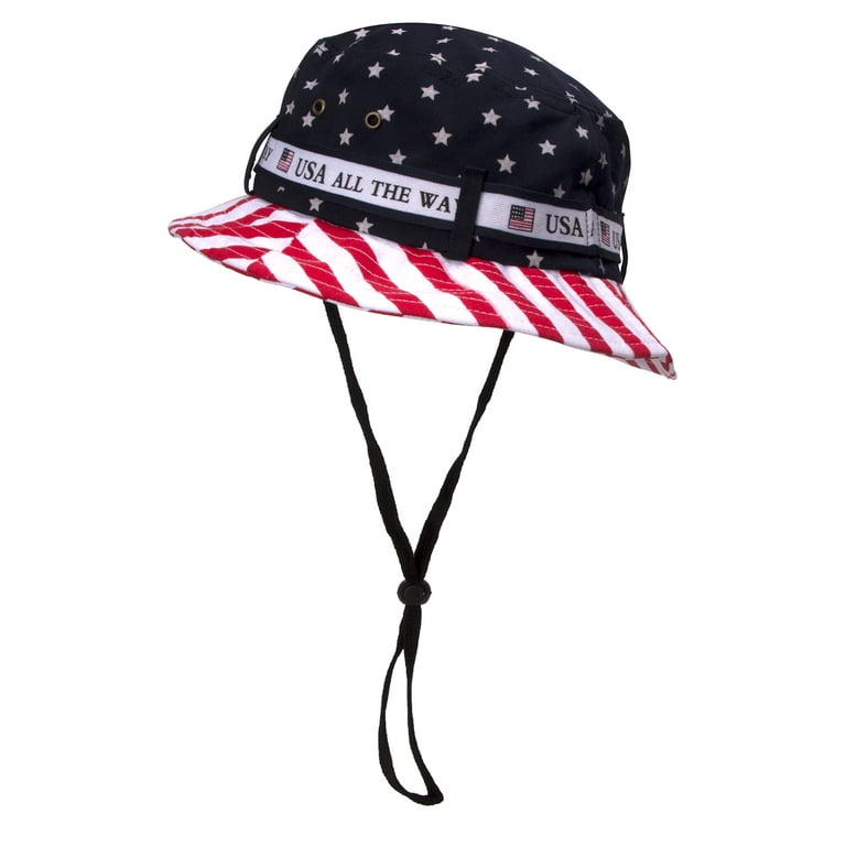 American flag bucket hat with cheap string