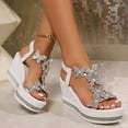 thumbnail image 2 of Rhinestones Butterfly Dress Sandals for Women 2025 Glitter Platform Wedge Ultra High Heel Dressy Sandals, 2 of 8