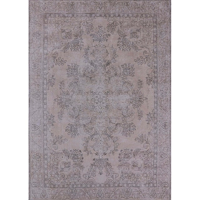 Ahgly Company Machine Washable Indoor Rectangle Industrial Modern Rose Dust Purple Area Rugs, 8' x 12'
