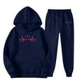 thumbnail image 5 of Kcolen Womens Sweatsuits 2 Piece Set Heartbeat Print Casual Tracksuit Sets Oversized Graphic Hoodies with Jogger Sweatpants Set Valentine's Day Gifts Dark Blue, 5 of 5