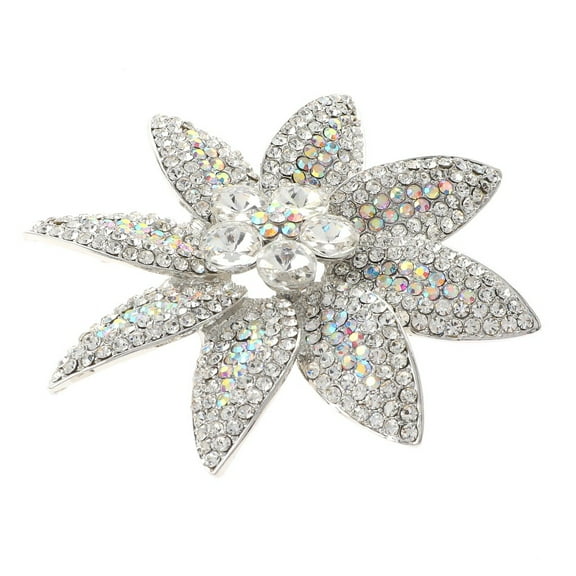 Large Crystal Flower Brooch