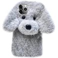 thumbnail image 1 of Super Cute Teddy Dog Fluffy Fur Case Compatible with iPhone 11, Fuzzy Furry Warm Plush Soft TPU Winter Case Protective Covers (Teddy Grey, iPhone 11), 1 of 4