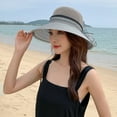 thumbnail image 3 of Women Fisherman Hat Fabric Flower Decor Round Breathable Sunshade Elegant Summer Vacation Summer Sun Hat Headwear, 3 of 7