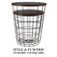 thumbnail image 5 of Lavish Home Set of 2 End Tables, Nesting Tables with Removable Wood Tops and Metal Basket Bases for Living Room or Home Office, Cherry/Black, 5 of 9