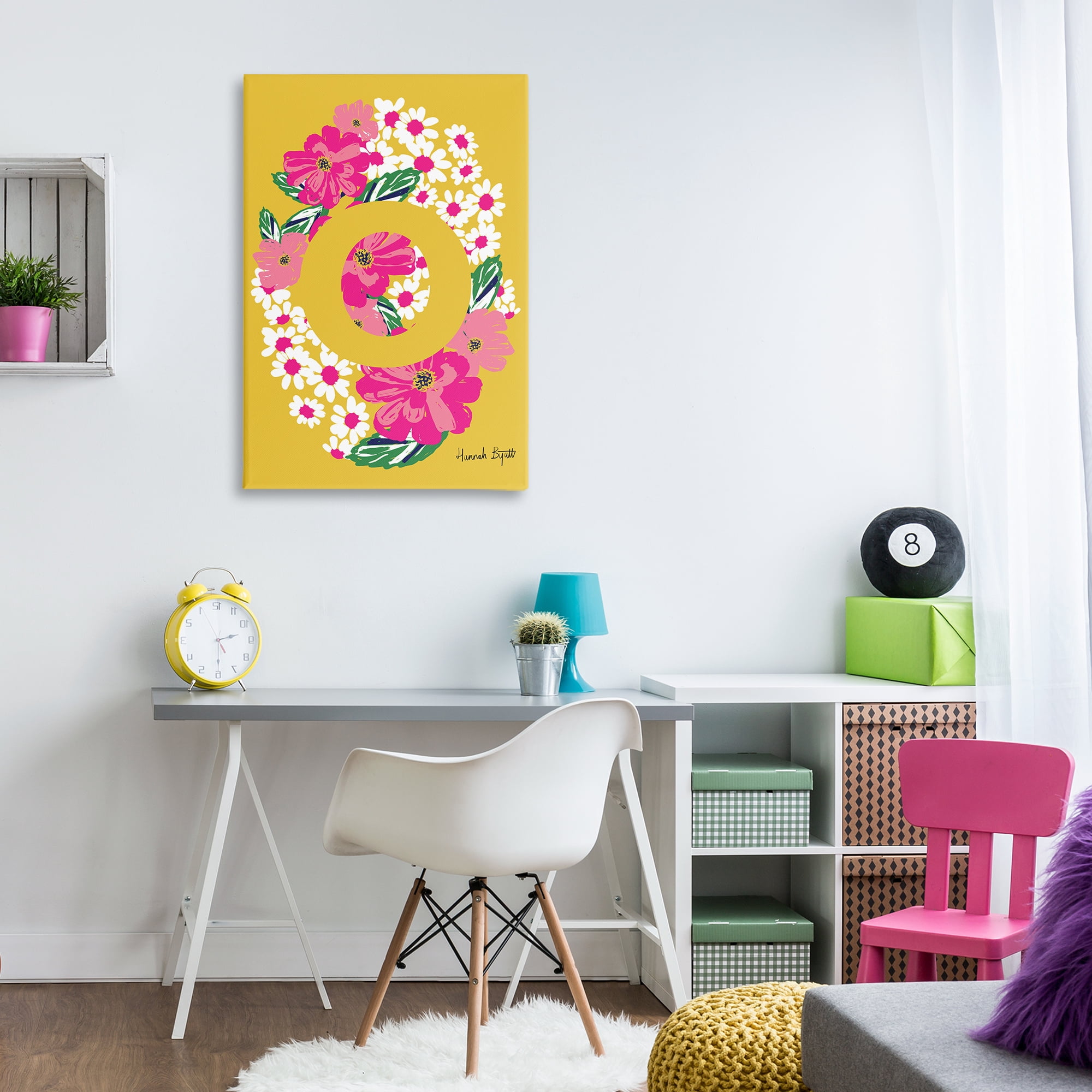 Stupell Industries Floral Bloom Letter O Botanical & Floral Painting Gallery Wrapped Canvas Art Print Wall Art, 24 x 36