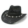 thumbnail image 2 of Shadoumai Cowboy Hat Cowgirl Hat Cowboy Hats Wide Brim Western Cowboy with Decorative Band, 2 of 4