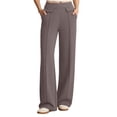 thumbnail image 2 of Favoffer Women's High Waist Wide Leg Pants Solid Color Elastic Waist Draped Straight Leg Loose Casual Trousers Daily Flowy Bottom for Street Gathering, 2 of 8