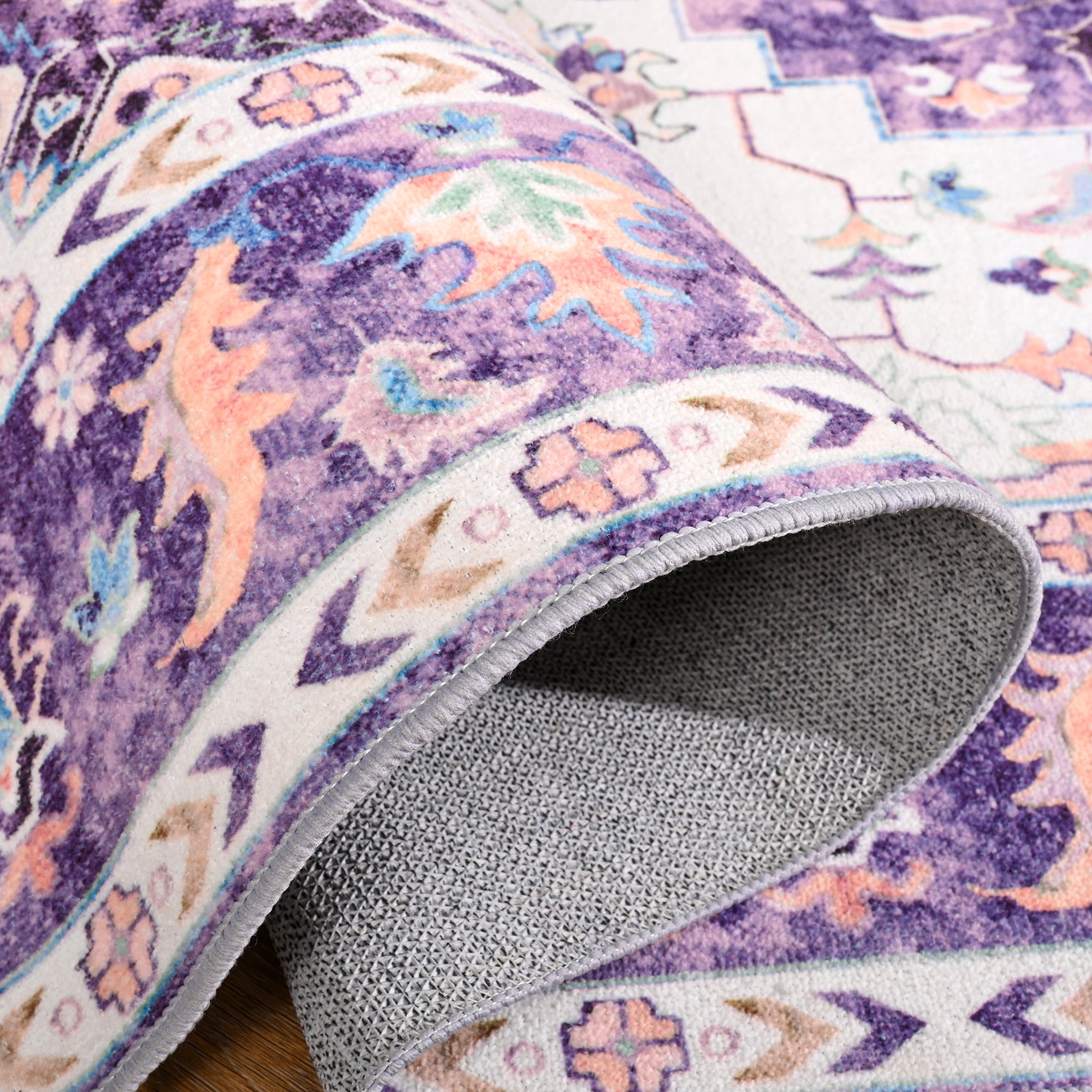 Noahas Vintage Area Rug Modern Bohemian Rug, Purple, 4' x 6'
