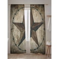 thumbnail image 5 of Western Texas Star Barn Sheer Curtains 108 Inch Long 2 Panels, Rustic Retro Wood Grain Light Filtering Rod Pocket Semi Sheer Curtains, Sheer Voile Drapes for Living Room Bedroom, 52"x108", 5 of 5
