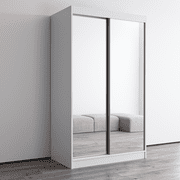 Aria 2 Door Modern 47 Wardrobe Armoire with All Mirror Fronts