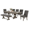 thumbnail image 1 of Ensemble de Salle à Manger Rustique 7pc avec Chaises Grises et Banc et Table en Bois Extensible, 1 of 9