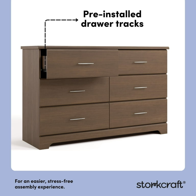 Storkcraft Brookside 6 Drawer Nursery Double Dresser, Hazelnut
