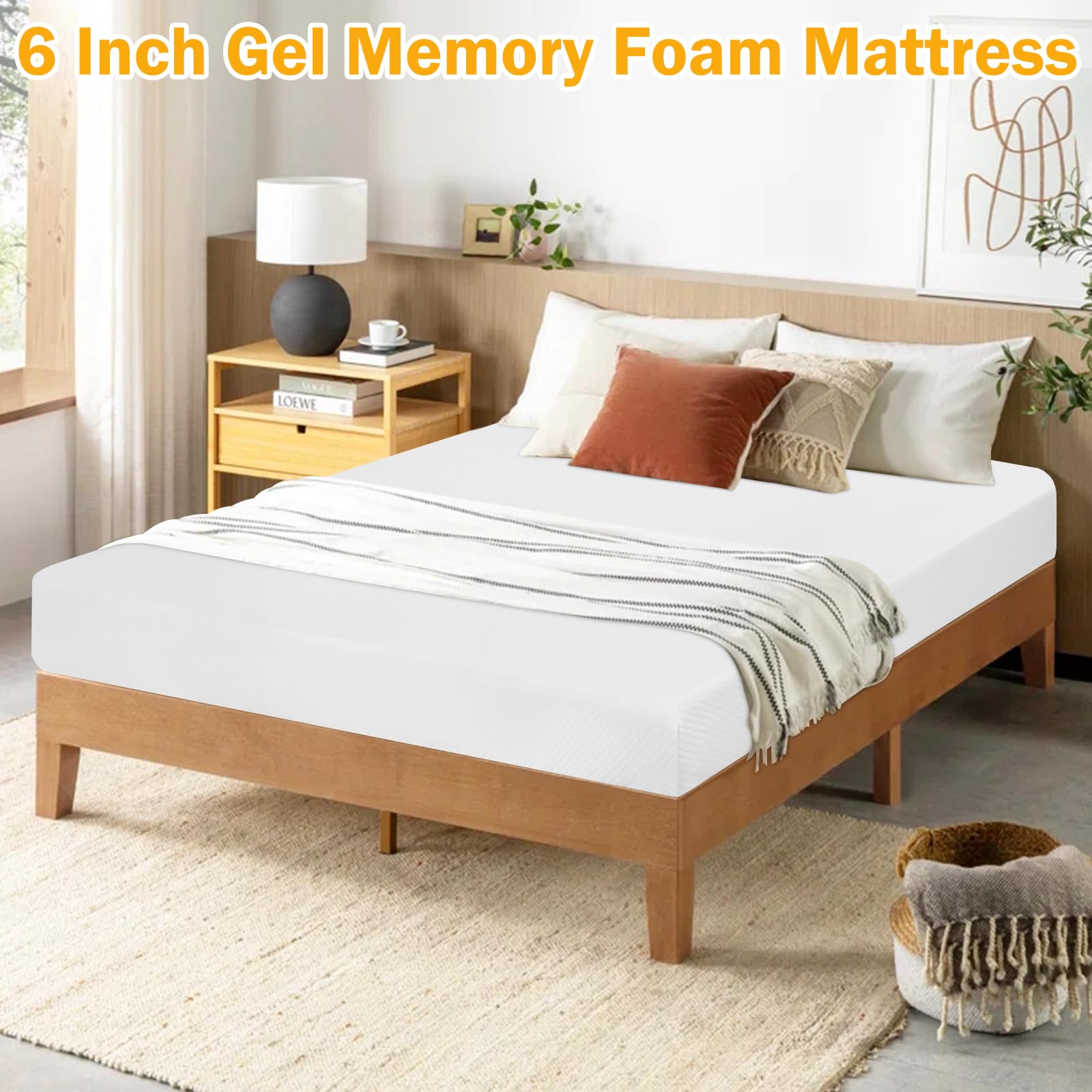 BIQWBIC Uptown; Urban Adult 6 Inch Gel Memory Foam Mattress Queen with Removable Washable Cover