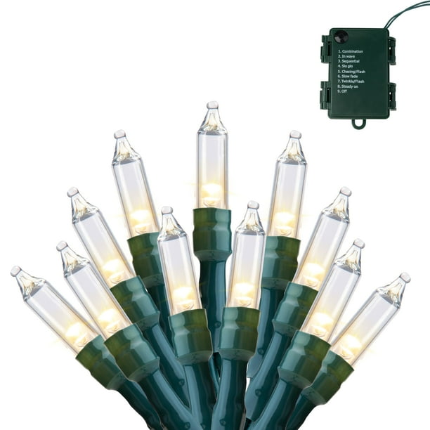 Cadena de luces LED Joiedomi 50, color blanco cálido, batería de 5,3 m
