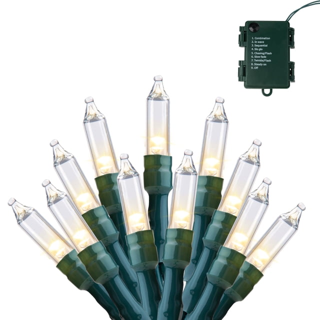 Cadena de luces LED Joiedomi 50, color blanco cálido, batería de 5,3 m