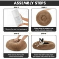 thumbnail image 3 of Calming Donut Dog Bed Pillow for Large Pets, Machine Washable Removable Cover, Comfort Plush Fluffy Faux Fur with Anti-Slip Bottom, Cats-Friendly Round Cuddly Design, Ocher, 36 inches, 3 of 7