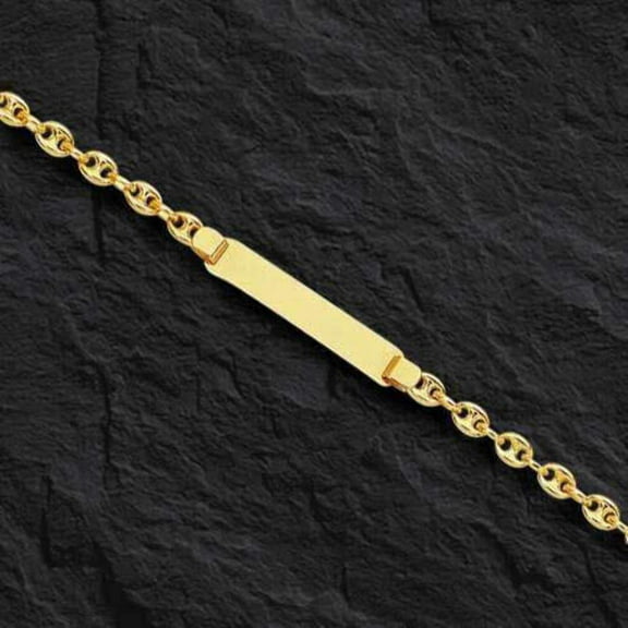 14K Gold Children's Puffed Mariner ID Bracelet
