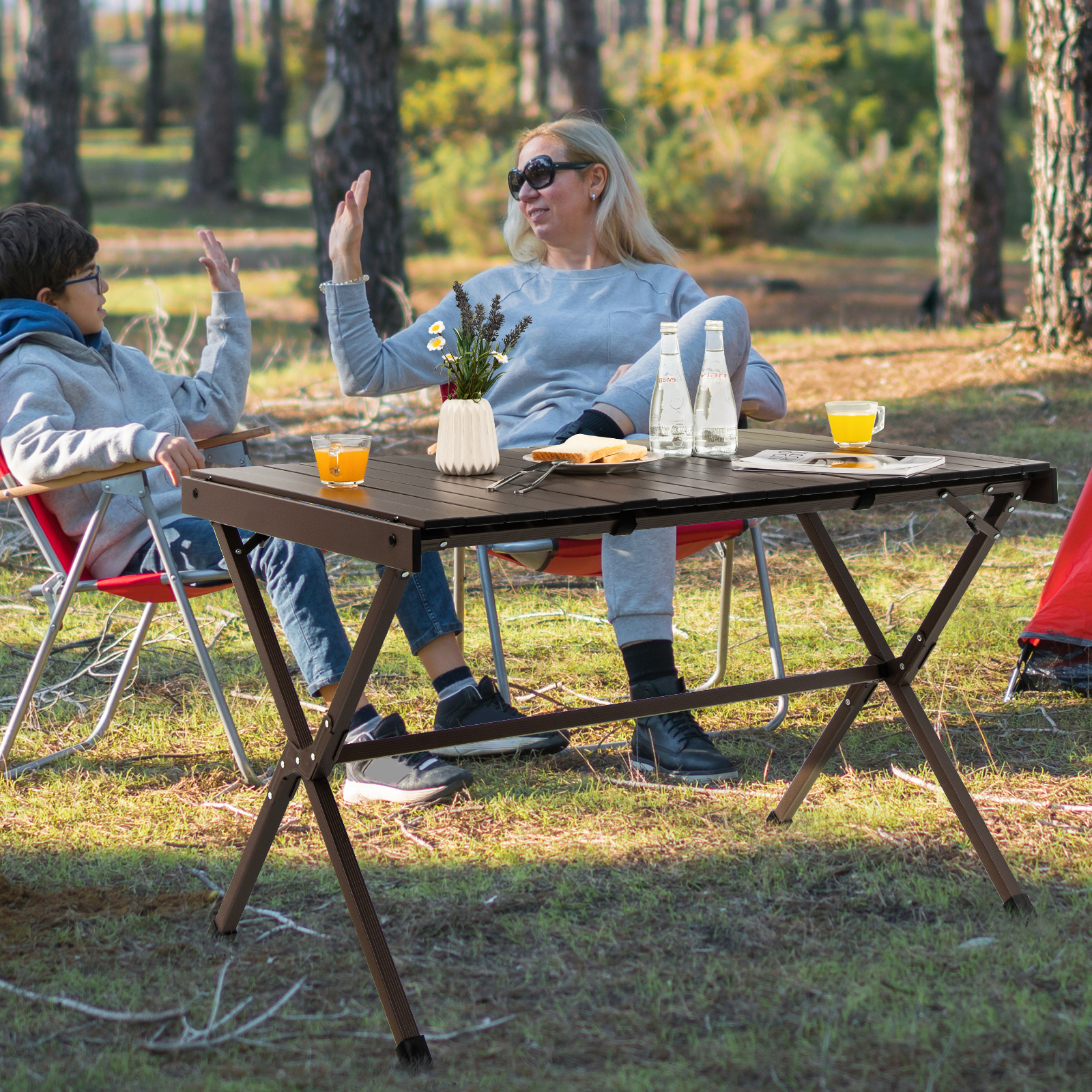 Set Table + 4 Chaises Pliantes Camping - Noir | Léger, Portable & Grande Capacité (table 75kg) - 7