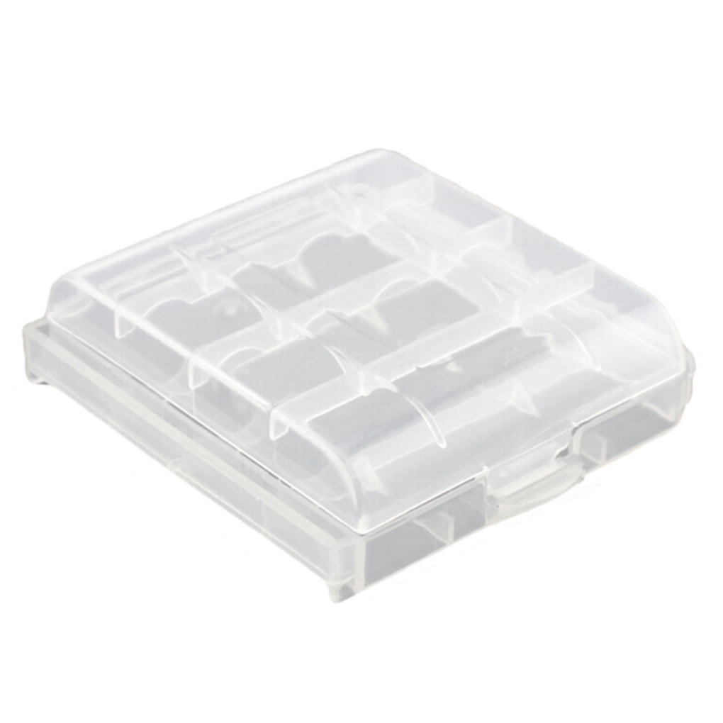 YUIO Portable Plastic Battery Case Holder Storage Box For AAA/AA Battery Transparent Hard White Battery Case white