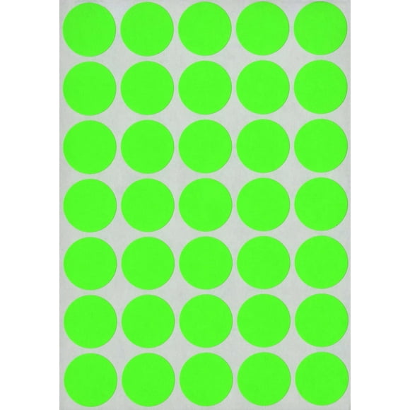 Maco Etiquetas Redondas De Codificación De Colores, Color Verde Neón, 3/4 Pulgadas De Diámetro, 1000 Por Caja (Mr1212-10)