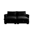 thumbnail image 2 of Comfy Corduroy Sectional Couches for Living Room,Modern Corduroy Couch with Pillows and Round Armrests,Sleeper Couches with 2 Storage Ottoman,Black,2-Seat, 2 of 7