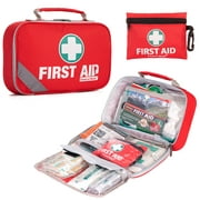 2-in-1 First Aid Kit (215 Piece)   Bonus 43 Piece Mini First Aid Kit -Includes Eyewash, Ice(Cold) Pack, Moleskin Pad and Emergency Blanket for Travel, Home, Office, Car, Workplace