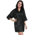 thumbnail image 2 of Dengjunhu Women Satin Robes Sexy Silky Bathrobe Lace V-Neck Bridesmaid Bride Party Robe Soft Sleepwear, 2 of 5