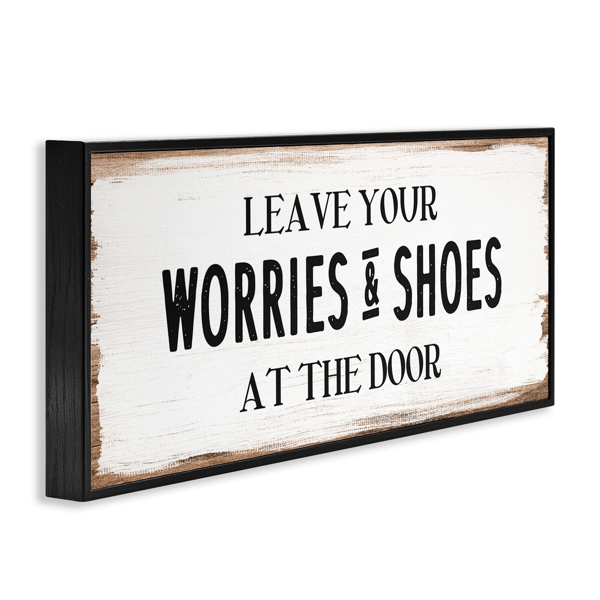 Stupell Industries Leave Worries and Shoes At Door Farmhouse Phrase, 30 x 13, Design by Daphne Polselli