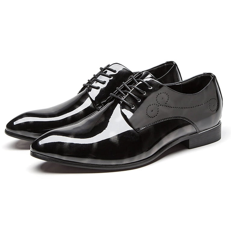 Santimon Men Oxford Dress Shoes Brogue Floral Patent Leather  display picture 2