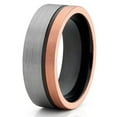 thumbnail image 2 of His and Hers - 6mm 8mm - Black Tungsten Wedding Band - Rose Gold Tungsten - Men's Tungsten Ring, 2 of 7