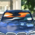 thumbnail image 4 of Yayeee Car Windshield Sun Shade Universal Fit Foldable Front Window Visor Protector, Size 55"x27.6", Green Abstract Wavy, 4 of 8