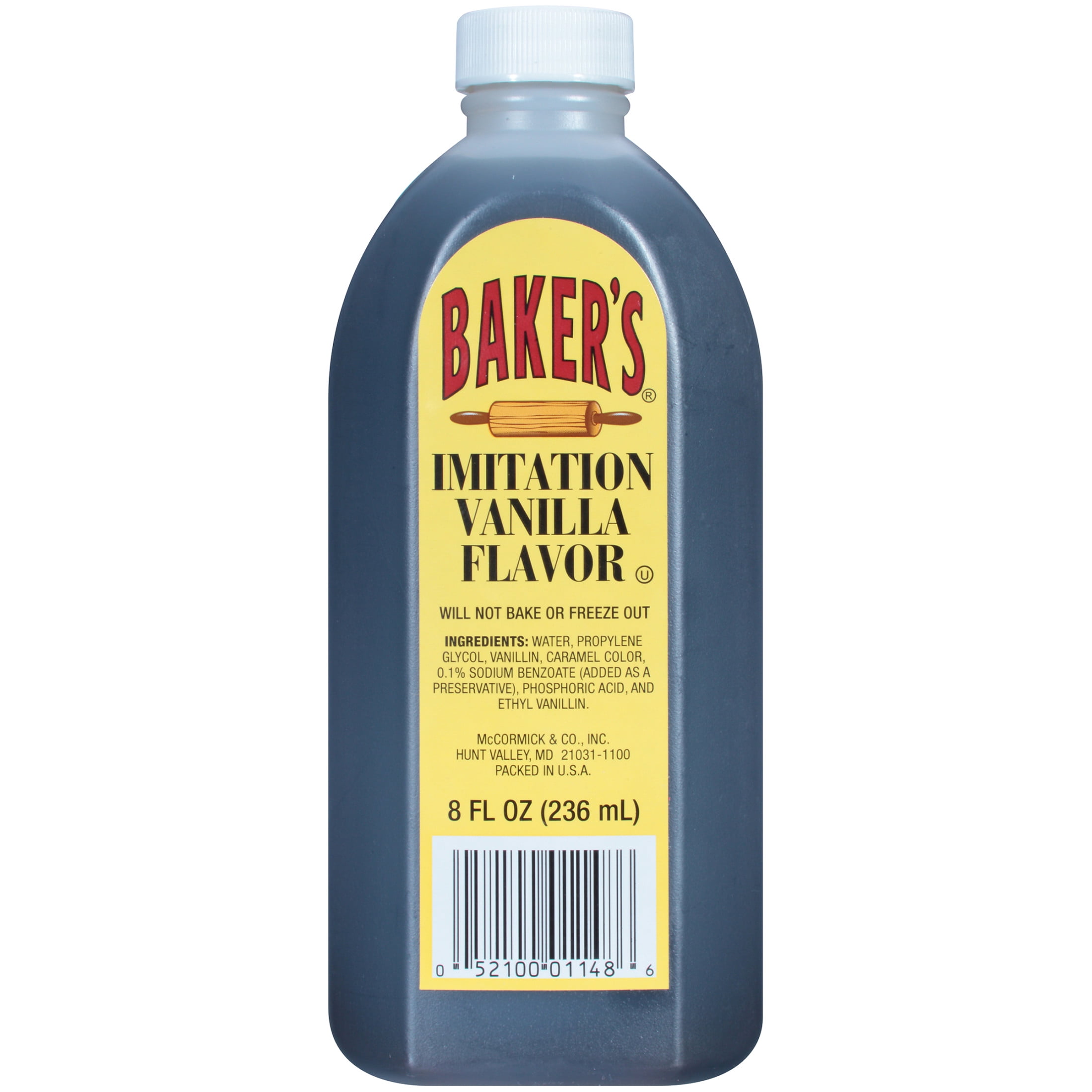 (4 pack) Baker's Kosher Imitation Vanilla Flavor, 8.0 fl oz Bottle