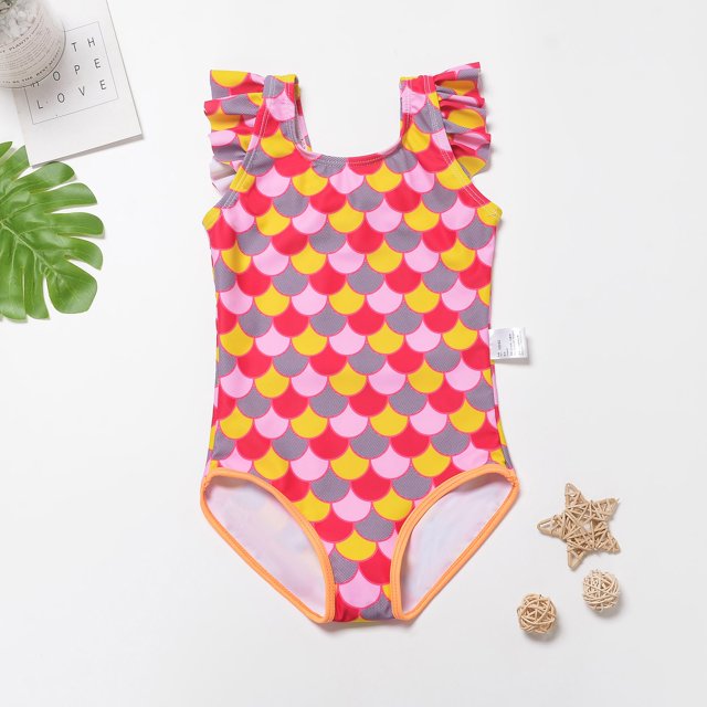 Maillots de Bain Fille une Pièce Sans Manches à Imprimé Floral Maillot d'Été 6-7 Ans