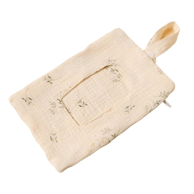 Sac Distributeur Matelassé Floral pour Lingettes pour Bébé - Pochette à Couches Portable avec Lanière pour Poussette, Sac pour Maman - Porte-Lingettes Humides Réutilisable et Rechargeable pour Voyage, Randonnée