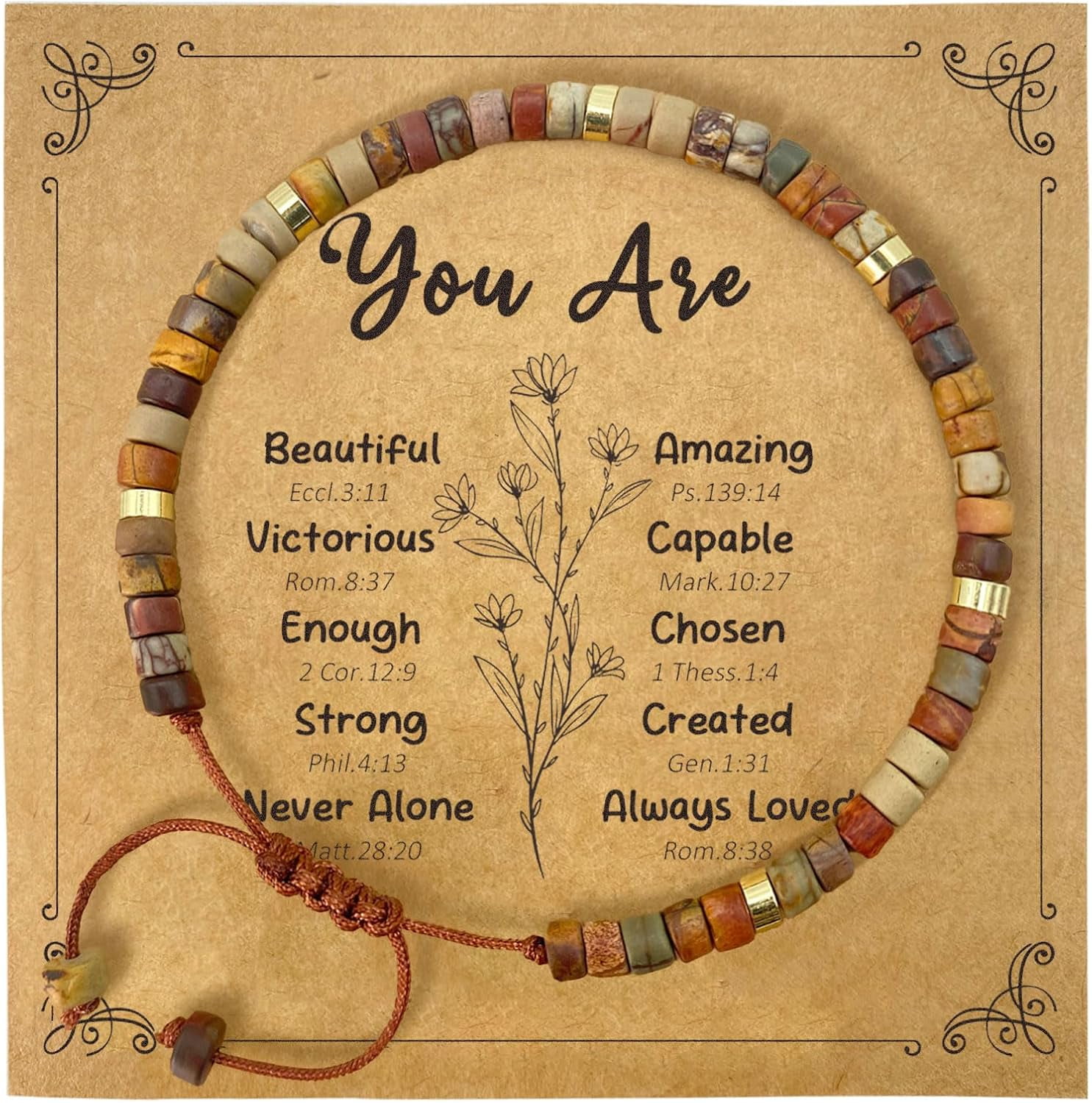 PJRYC Inspirational Gifts Healing Natural Stone Bracelets-Thinking of You,Get Well Soon Encouragement Gifts Strength Bracelets for Women Friends Sister,Christmas Stocking Stuffers Thanksgiving Basket