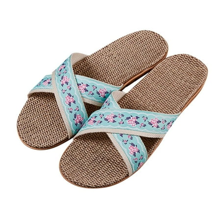 

Cathalem Slippers For Fashion Ladies Women Breathable Bohemia Beach Slip On Shoes Casual Sandals Women Warm Slippers Green 8.5