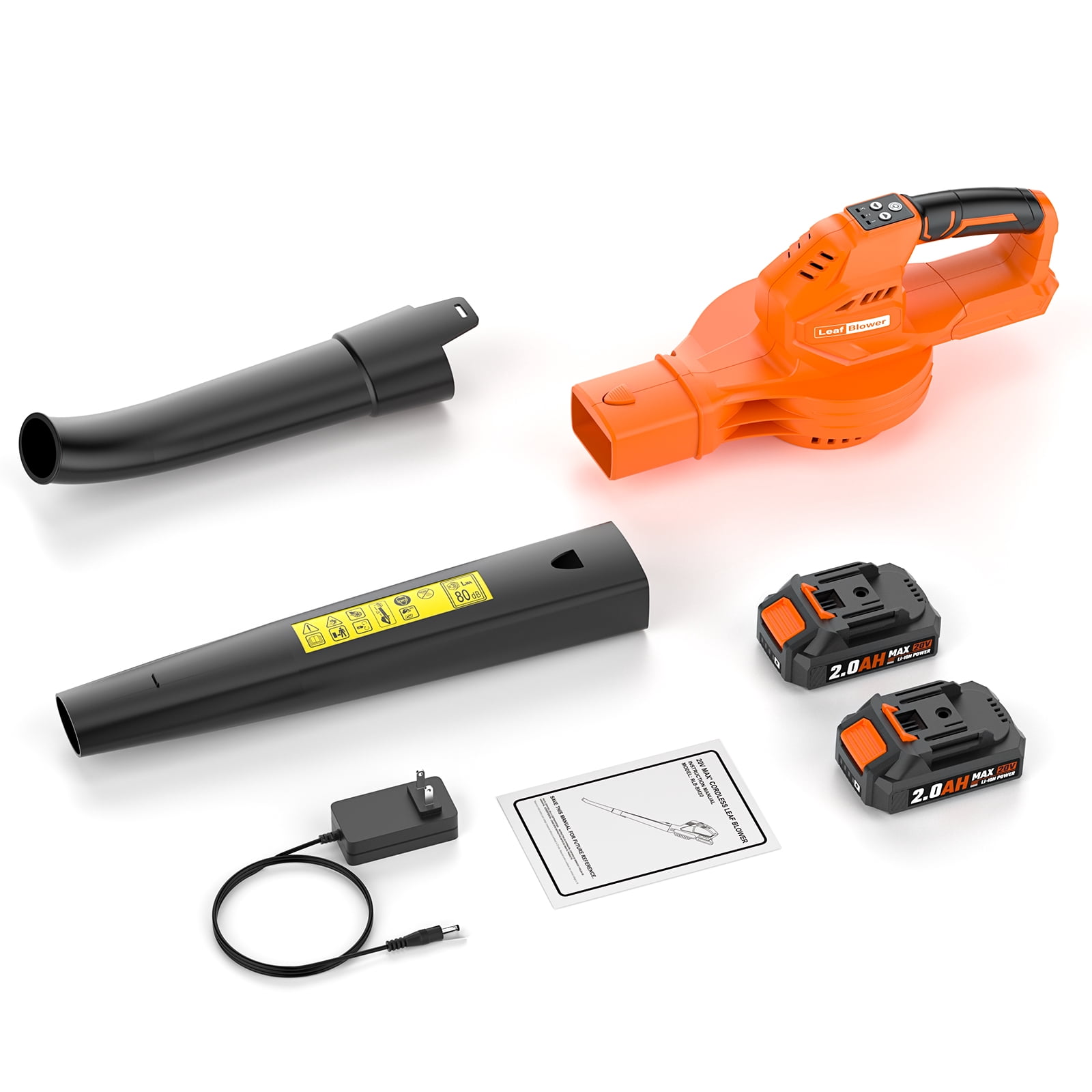 Cordless Leaf Blower - 20V Electric Leaf Blower with 2 X 2.0Ah Batteries and Charger, 3 Speed Mode, Lightweight Battery Powered Leaf Blowers for Lawn Care, Blowing Leaves and Dust, etc.
