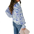 thumbnail image 2 of Baywell Spring and Autumn Chiffon Button Cardigan Loose Floral Pattern Plus Size, Fashionable Lantern Sleeve Top for Women, 2 of 6