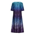 thumbnail image 5 of Wycnly Dresses for Women Loose Casual Swing Tunic Sundress with Pocket Elbow-Length Round Neck Tie-Dye Print Summer Long Formal Dress Blue m, 5 of 6