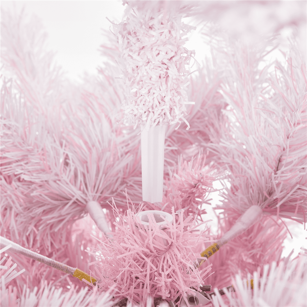 Renwick 7.5ft Flocked Artificial Christmas Tree with Foldable Stand, Pink Gradient