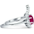 thumbnail image 5 of Two Piece Round Ring Ruby Cubic Zirconia White Tone 925 Sterling Silver, Size 8, 5 of 7