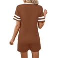 thumbnail image 4 of Shine Up Casual Outfit Sets for Women 2 Piece Loungewear Summer Tshirt Shorts Sets Stripe Tracksuits, 4 of 5