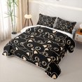 thumbnail image 3 of Manfei Simple Kitten Bed Spread Queen, Beige Line Cat Queen Coverlet Set, Black Orange, 3pcs, 1 Quilt and 2 Pillowcases, 3 of 7